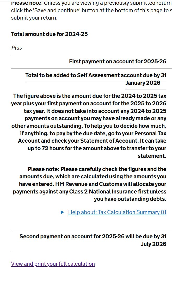 Page with the View and print your full calculation link
